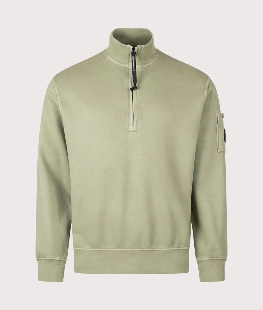 CP Company Mens Diagonal Fleece Quarter Zip Sweatshirt